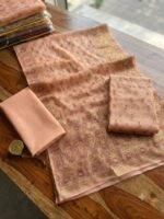 Two Piece Ladies Suit - Banarsi Crinkle Chiffon shirt with Lidowna Chiffon Dupatta  (Peach Color) - Image 2